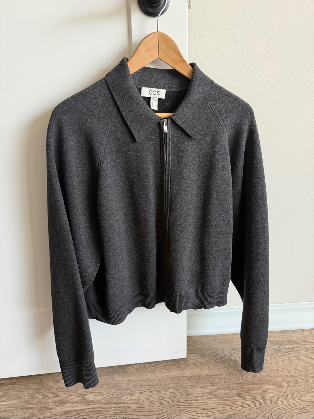 COS Double-Faced Knitted Grey Jacket with Zipper